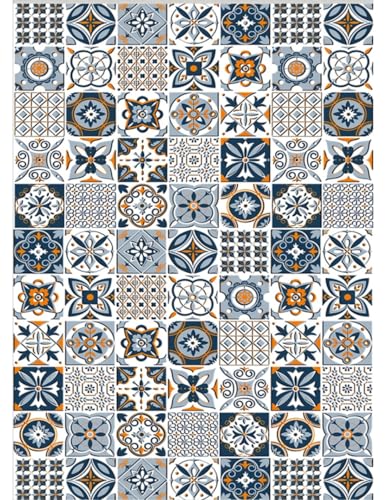 Mani Textile Tapis Carreaux de Ciment Mineral 90x130cm