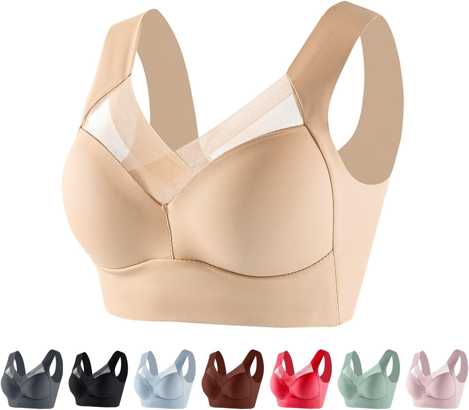 Zen Chic Bra - Seamless Powerful Push Up Wireless Bra Lift Full-Figure Posture Correcting Bra Ice Silk Anti Sagging Bra