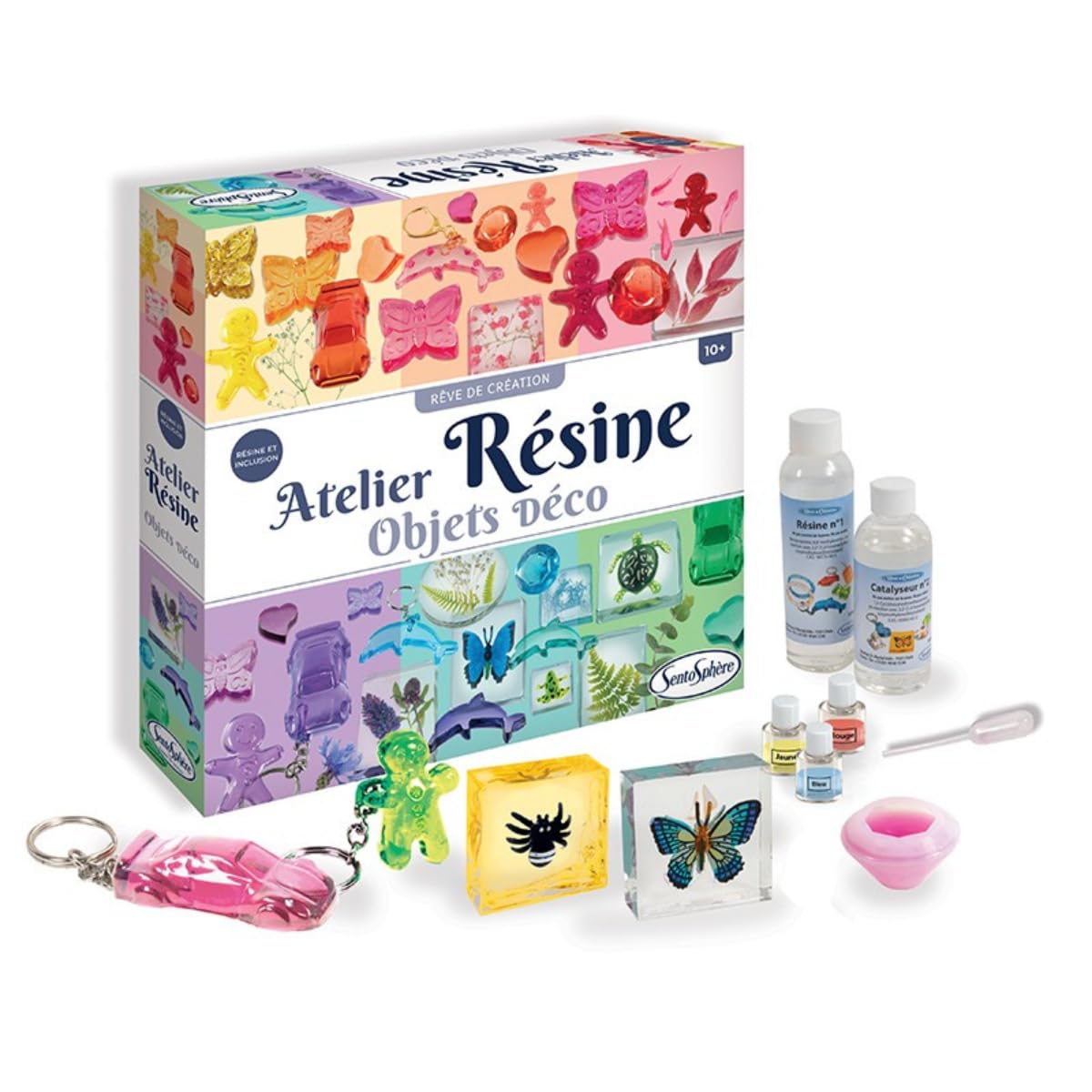 Sentosphère – L'Atelier de Résine - Kit de loisir créatif- Assemblé en France- Pour réaliser de jolis porte-​clés, presse - papiers avec inclusions - diamant - Pour enfants dès 10 ans - 838