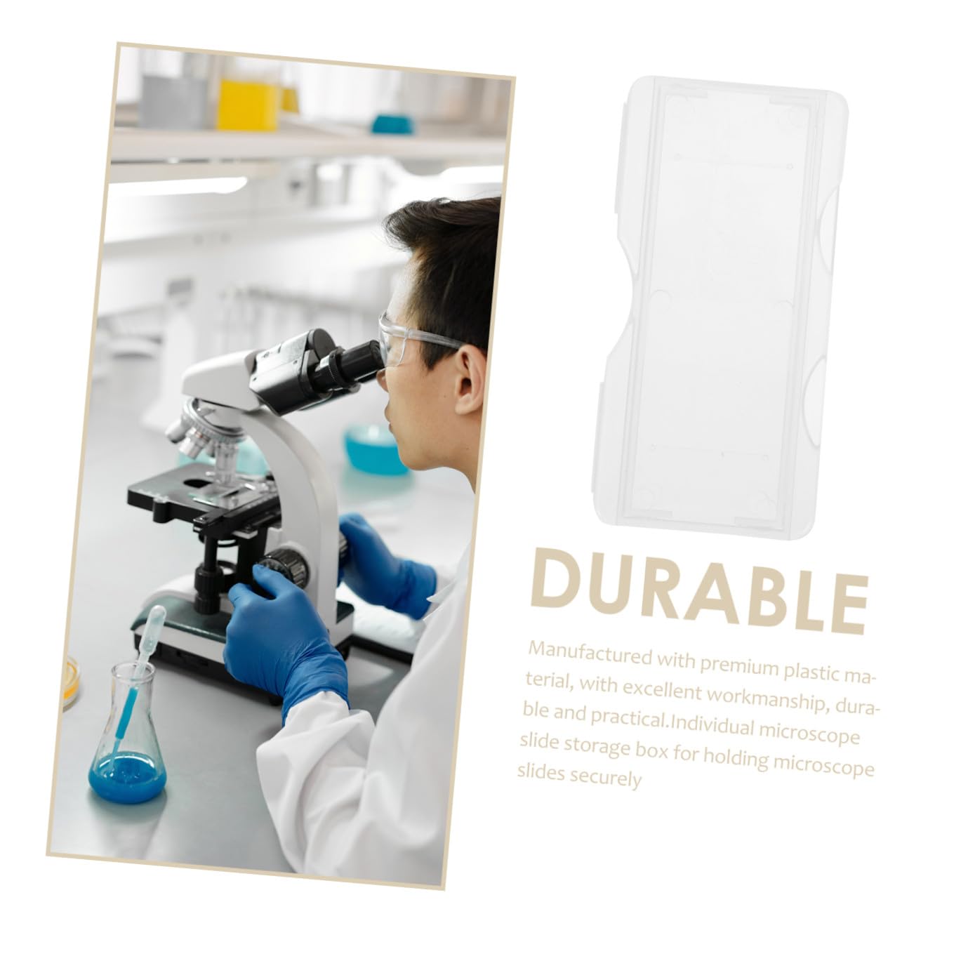 Scatola 100 Pezzi in Plastica Pp Porta Vetrini Microscopio e Chiusura Facile per Conservazione Laboratorio Microscopico Esperimenti