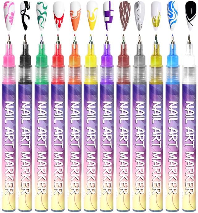 Soccer Party Decorations，Football Themed of Nail Art Marker Pens, Acrylic Paint Ink,12 Colors Set for Nail Design and Decoration