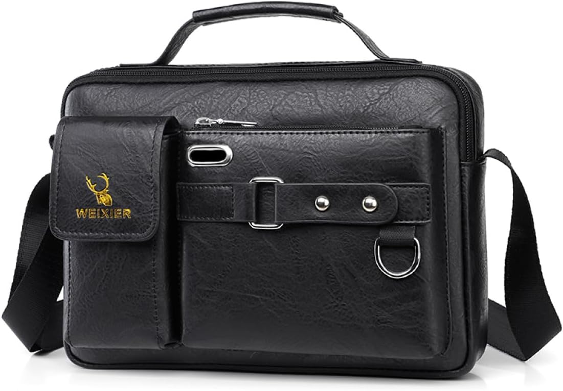 TOKSHOP Maleta Executiva Masculina Transversal em Couro PU Resistente Bolsa Social Carteiro Mensageiro