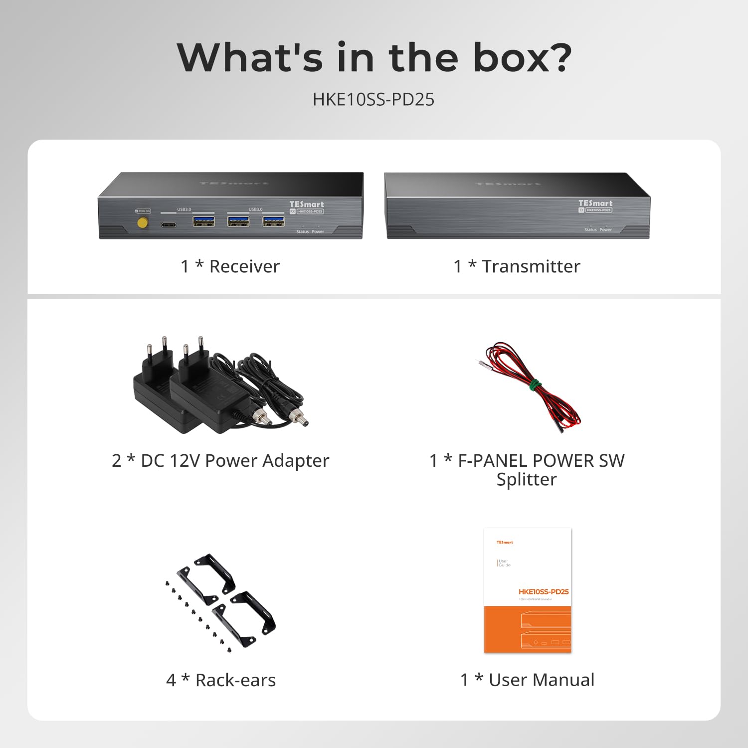 TESmart Extendeur KVM HDMI 4K@60Hz double écran sur câble CAT6/7 de 100 m – Compatible avec le contrôle clavier et souris, USB 3.0, EDID, transmission RGB sans perte et audio bidirectionnelle, IR