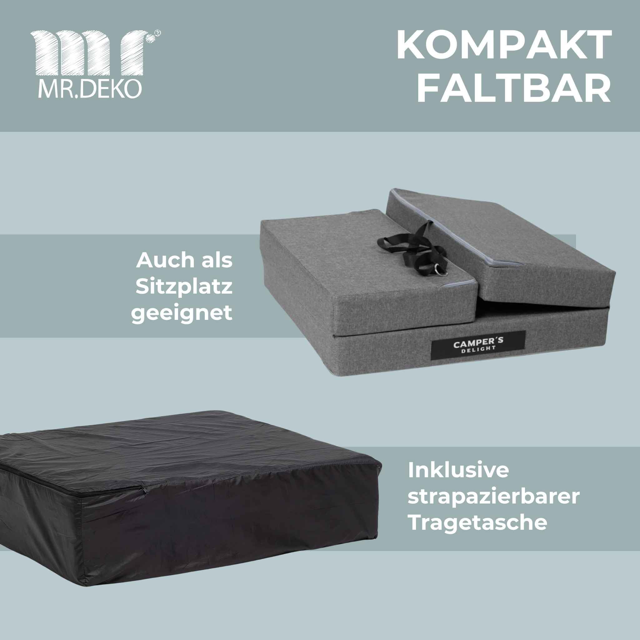 Camper´s Delight Kinderbett-Klappmatratze passend für VW T5 T6 T6.1 Matratze für den Fahrraum | Faltmatratze 145x70cm Camping-Zubehör | Faltbare Van-Campingmatratze Transporter