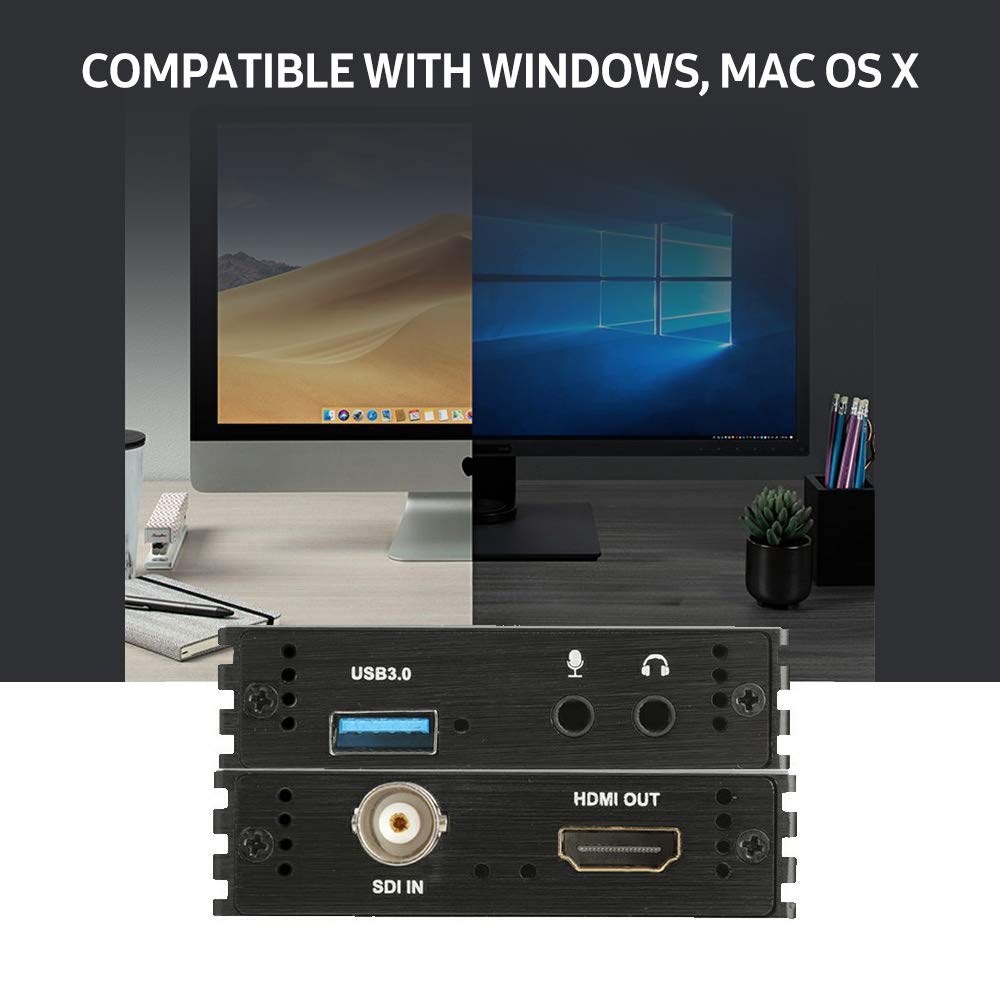 Caja de Captura，HUIOP NK-M006 Tarjeta de Captura de Video 3G-SDI USB3.0 HD 1080P Caja de Captura de Video Adaptador SDI a HDMI Convertidor Diseño sin Controlador