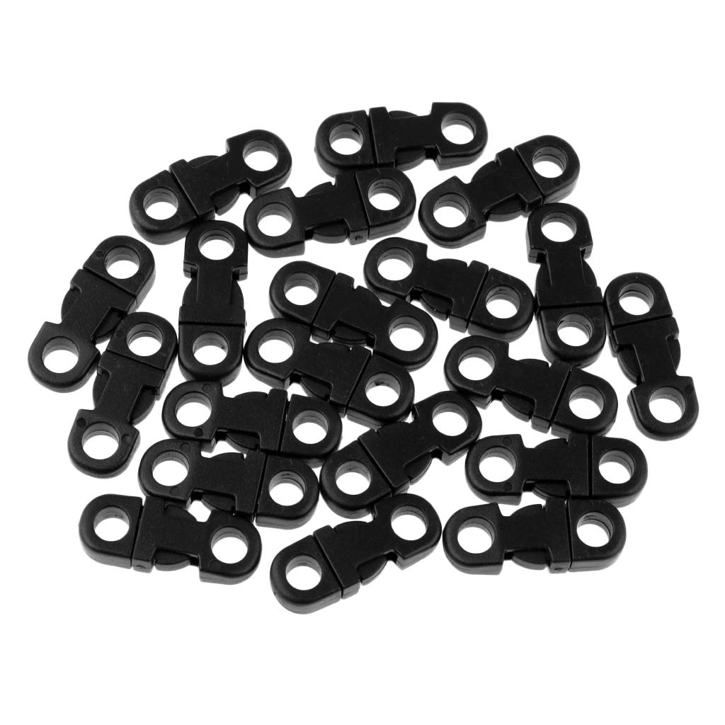 Crdaraav Men's Black 20Pcs Paracord Bracelet 5Mm Cord Side Release Buckle Survival Plastic Clip