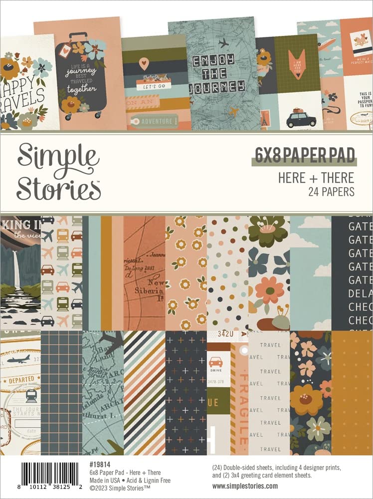 Bloc papier 24 pkg Simple Stories Here & There pour illustrer vos vacances - 2