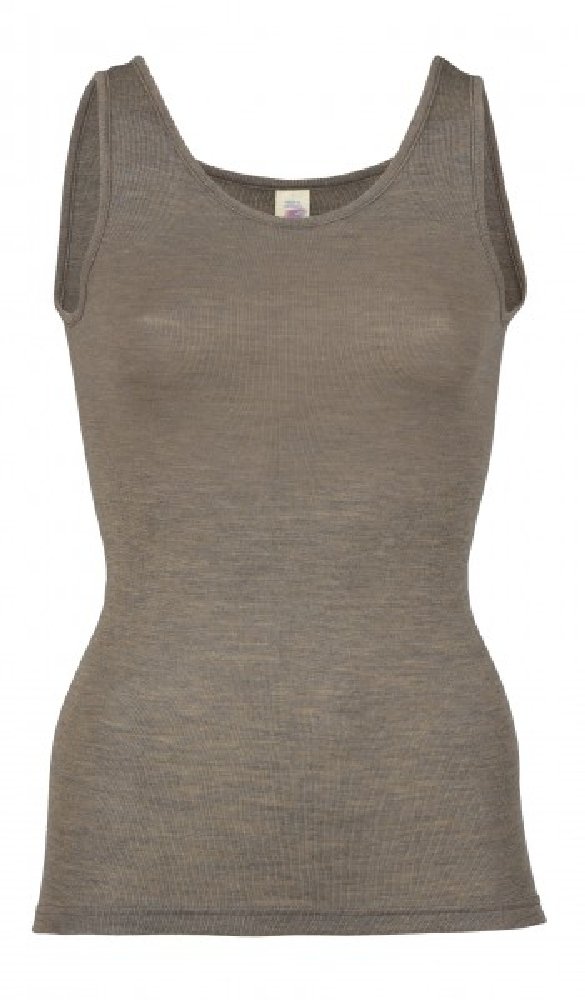 Engel - Canotta termica da donna senza maniche in lana merino biologica e seta Noce 46