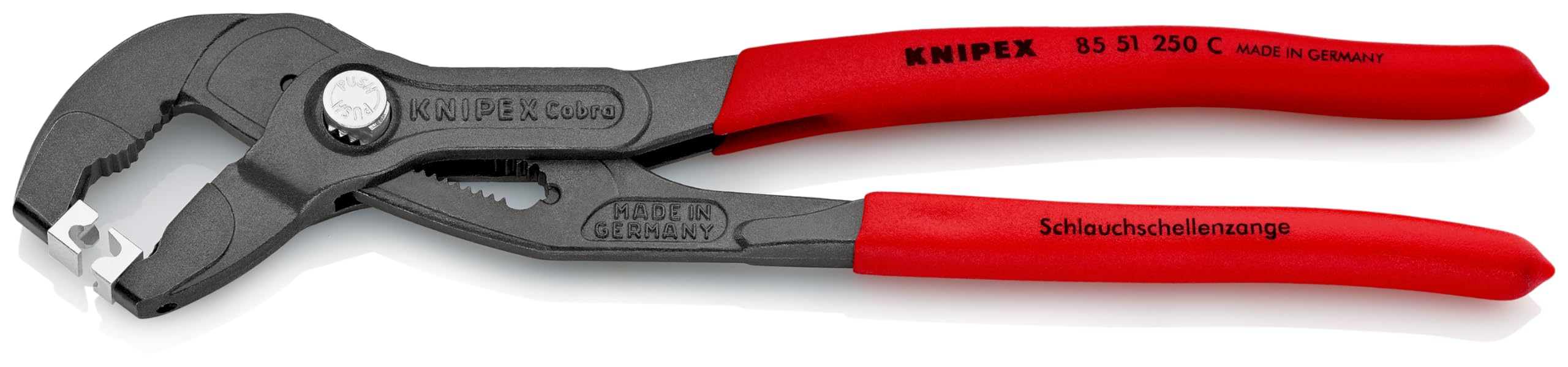 KNIPEX Alicate para abrazaderas Click con cartulinas autoservicio Mangos plasticos por inmersión antideslizantes 250, 85 51 250 C SB