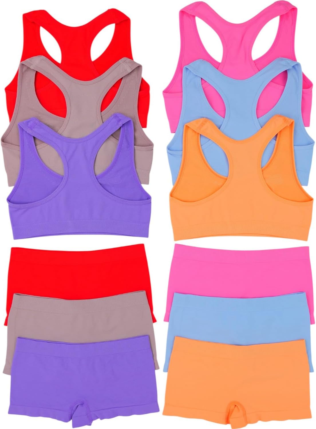 ToBeInStyle Girl's Pack of 6 Racerback or Cami Style Training Bra Tops & Matching Boyshort Bottoms
