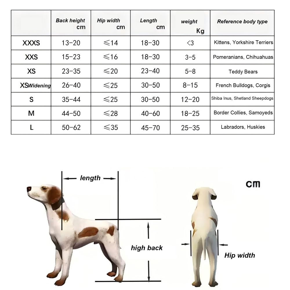 Silla de ruedas ajustable para perro, soporte de dos ruedas para patas traseras, ideal para recuperación de displasia de cadera, ayuda de movilidad para perros (mediana)