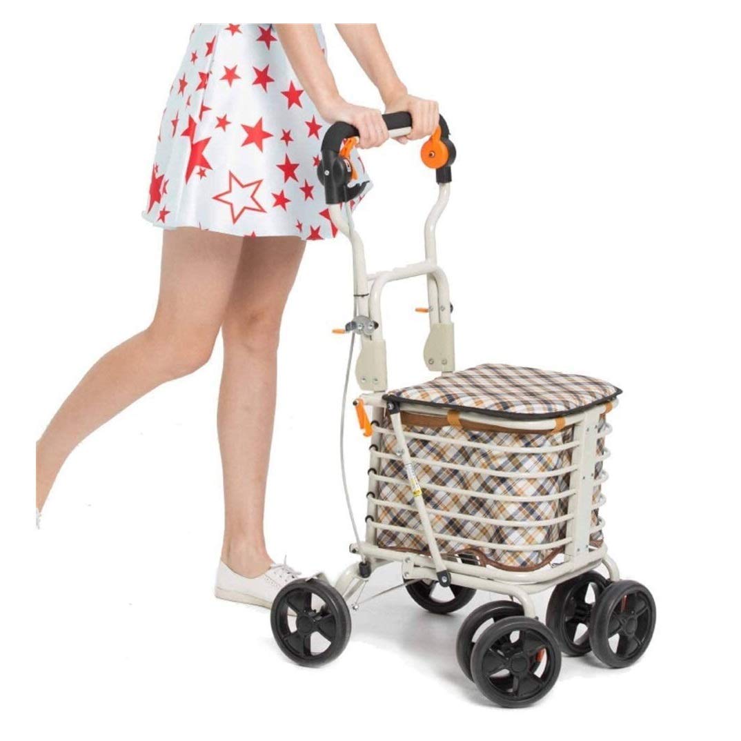 Koszyk dla osób starszych dla seniorów Rollator Lekki Rollator Koszyk dla osób starszych Składany wózek na zakupy z 4 kołami Wózki na zakupy Torba do przechowywania z siedziskiem Z