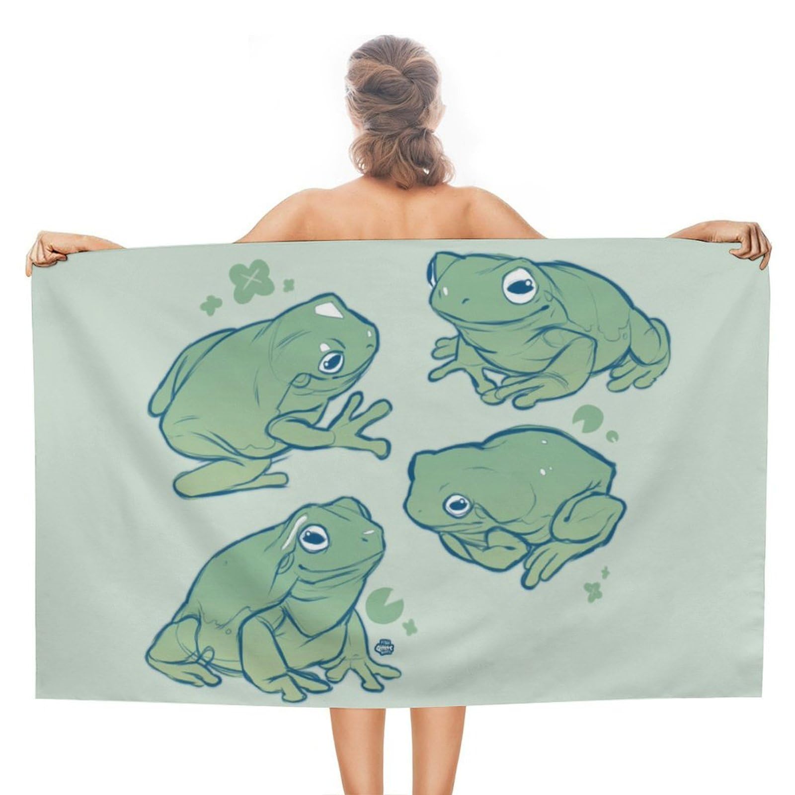 LEDFCVSU Beach Towel, Cute Frog Bath Towel, Absorbent Towel for Swimming, Sports, Travel