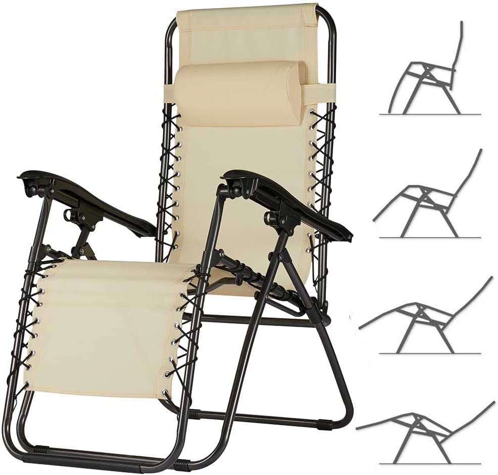 BAKAJI Sedia Sdraio a Dondolo da Giardino, Lettino Prendisole Gravità Zero con Rivestimento in Textilene con Poggiatesta, Poltrona per Esterni ed Interni, Balcone, Patio, Terrazzo (Nero