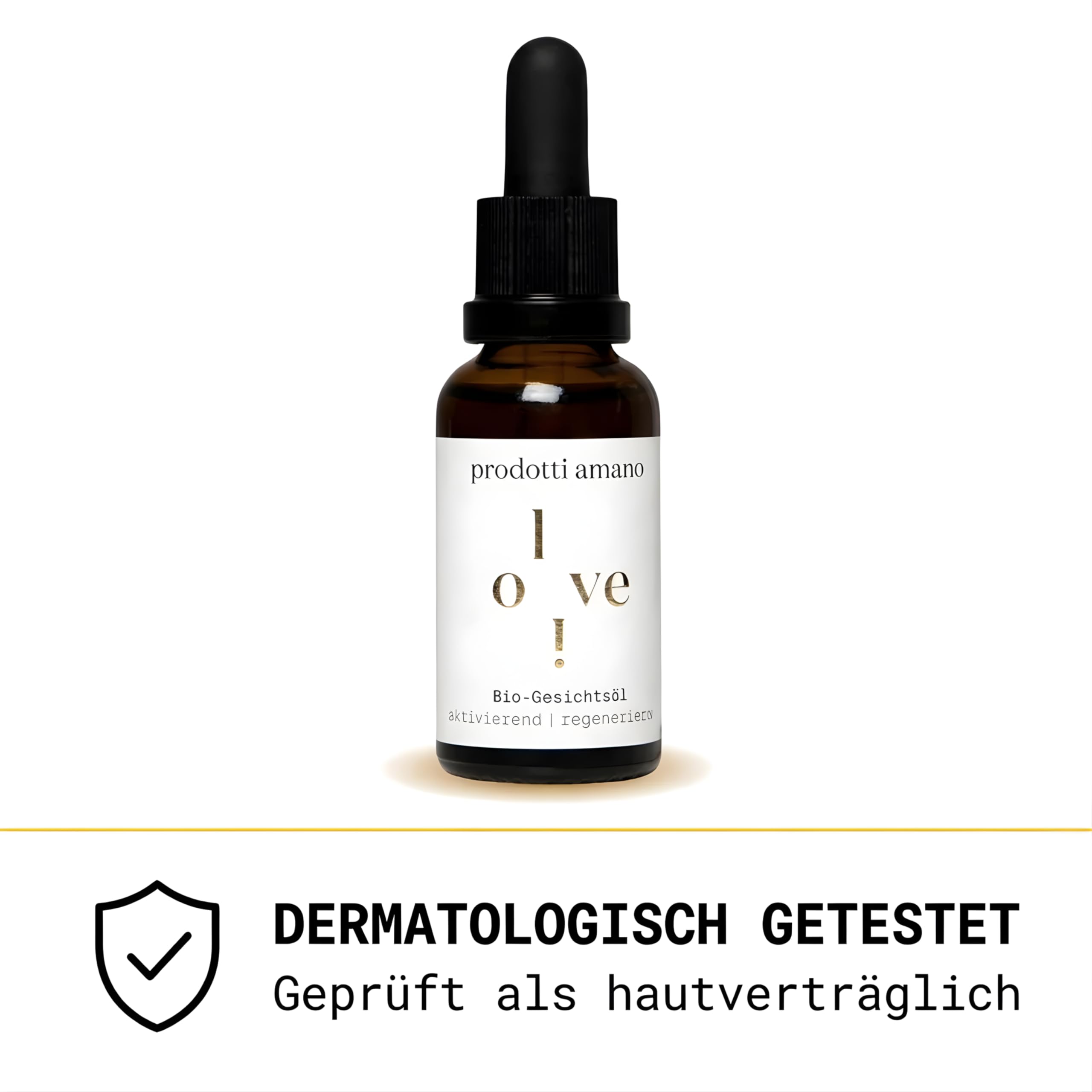 Prodotti Amano Gesichtsöl 30ml, 100% Organic Face Oil für Damen & Herren | Regenerierend & schnell einziehend, Anti Aging Bio Öl mit Vitamin E für alle Hauttypen, Vegan, Ohne Silikone & Parabene