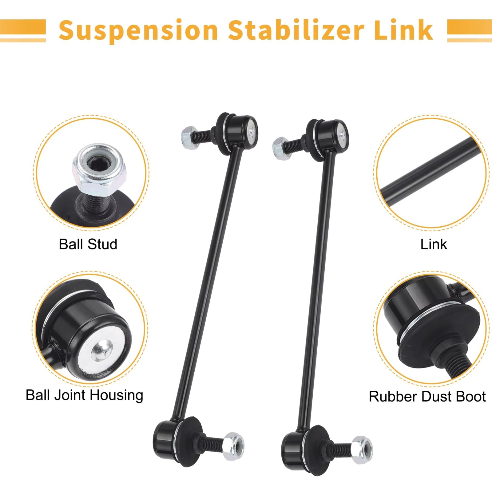 Kit de 2 bieletas de Barra estabilizadora Delantera 8V513B438BA Compatible con Transit Connect 2016-2018 2019 2020 2021 2022 2023