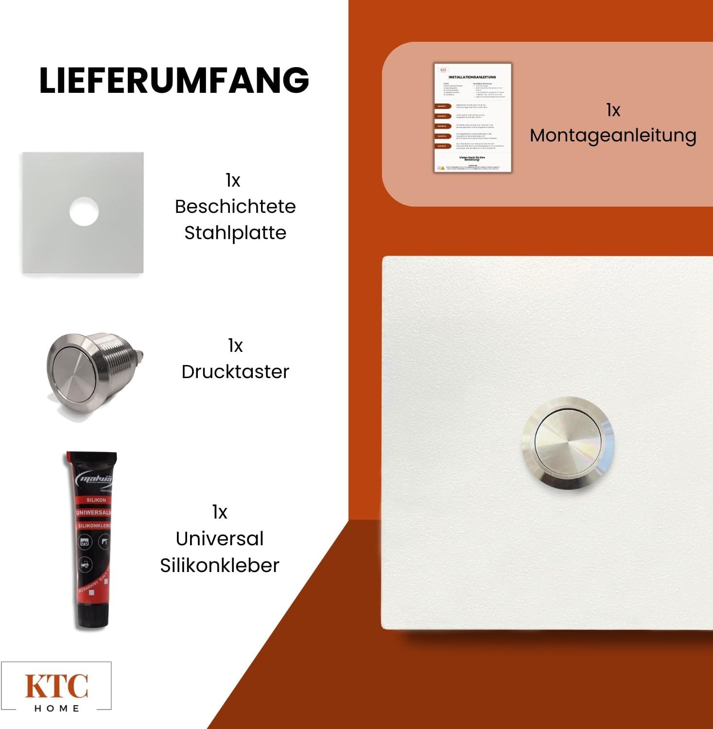 Premium Doorbell Traffic White Flat Push Button Size: 7 x 7 cm RAL 9016 UV and Weather Resistant Powder Coated