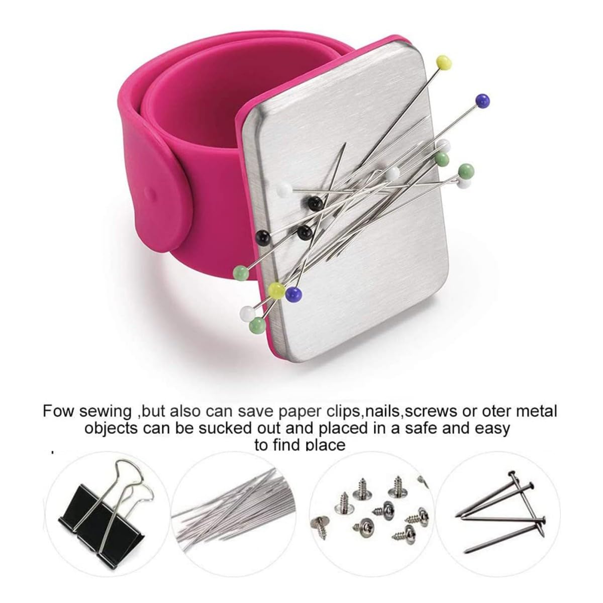 Bracelet Magnétique Pour épingles - Rose, Pratique Pour Couture Et Coiffure