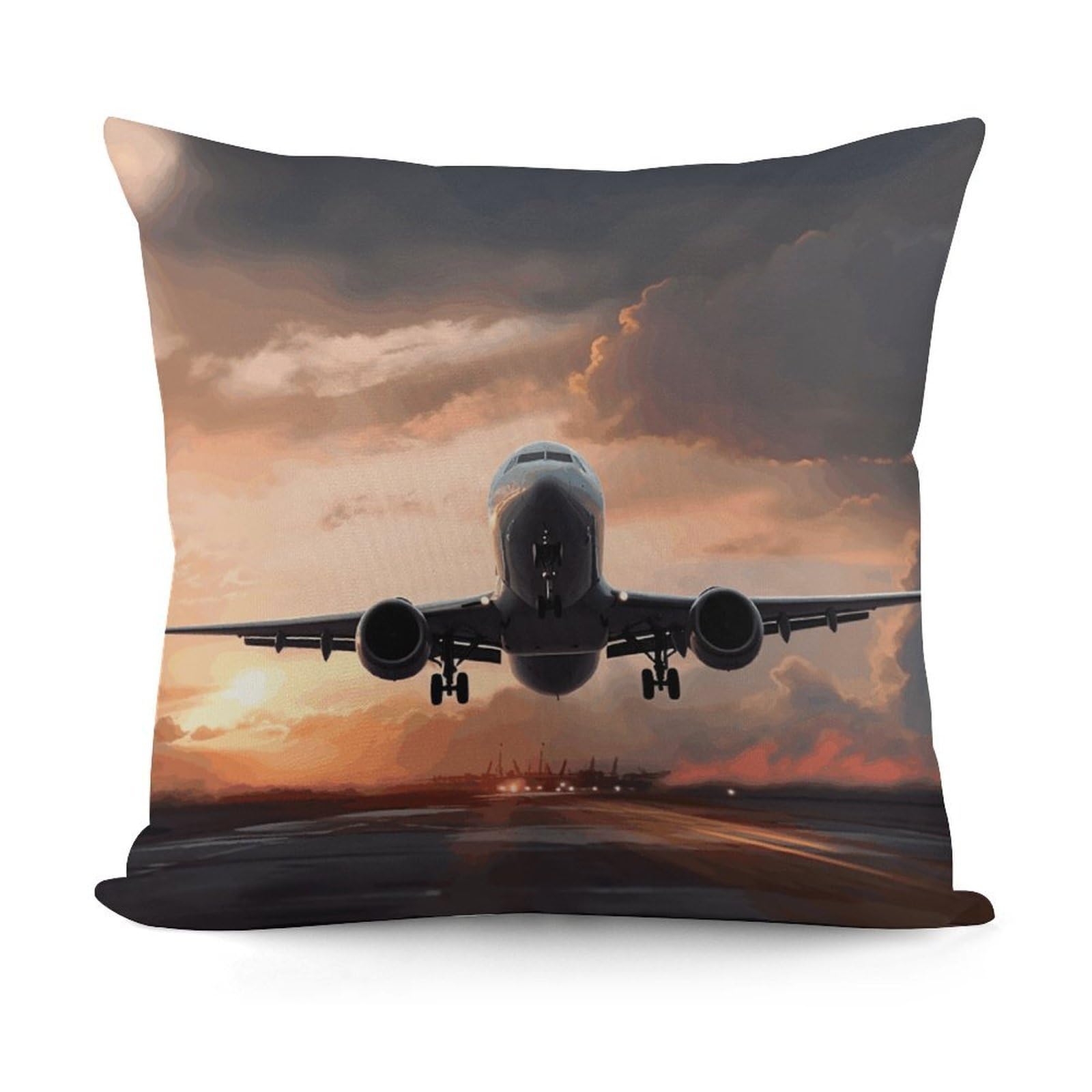 VstaDank Airplane Art Throw Pillow Covers 18x18 Inch Soft Couch Home Decor Cushion Cover Comfortable Plush Square Cushion Case Farmhouse Decorative Pillowcase for Living Couch
