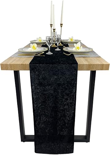 Lujoso camino de mesa de terciopelo, decoraciones de recepción de boda de 10 pies, tela de terciopelo suave de 20 x 120 pulgadas, superposición de