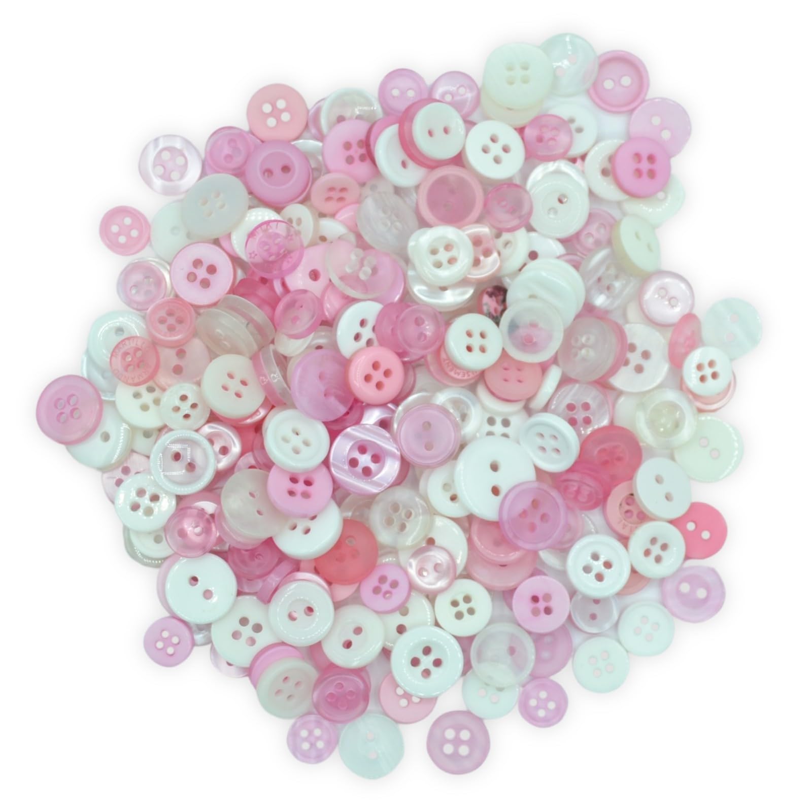 celloexpress Pink & White Tiny Buttons - Mixed Colours Small Sizes Mini Crafts Sewing Card Embellishments (Pack of 500g) โ image 1