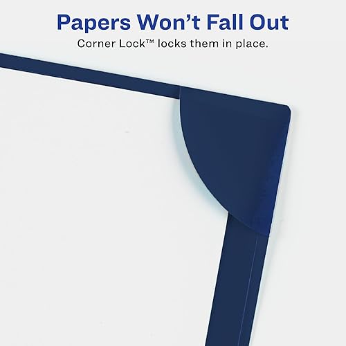 Miniatura 2 de Avery Fundas para documentos con cierre de esquina para carpetas de 3 anillas, 1 funda de plástico azul marino (47838)