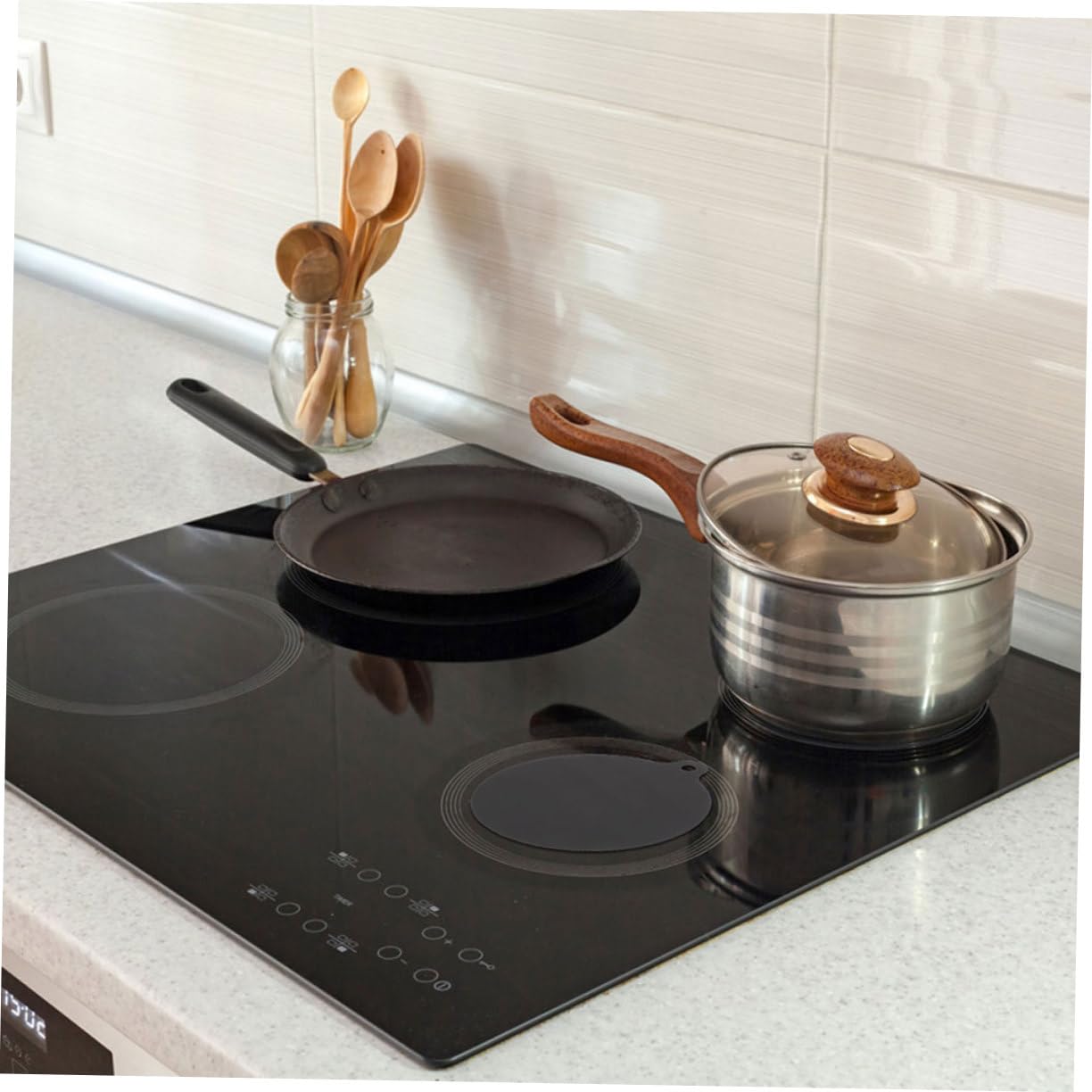 BESTYASH Alfombrilla Protectora de Silicona Negra para Cocina de Inducción, Aislante Térmico, Antideslizante, Fácil de Limpiar y Conveniente para Uso Doméstico