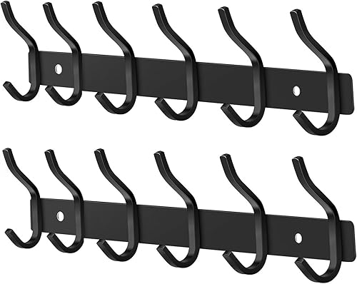 Miniatura 24 de Ganchos de Pared Blancos de Servicio Pesado, Ganchos para Abrigos de 23 Pulgadas para Montaje en Pared con 8 Ganchos, Colgadores de Pared para