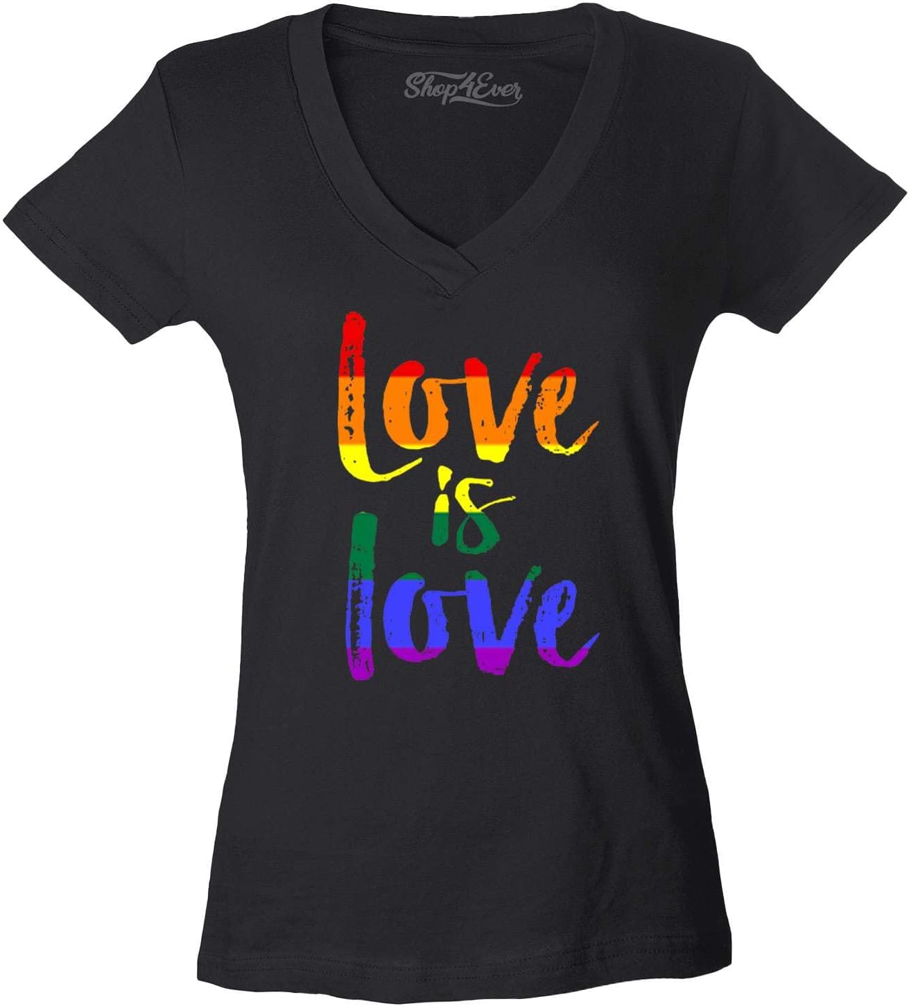 shop4everLove is Love Women's V-Neck T-Shirt Gay Pride Shirts Slim FIT