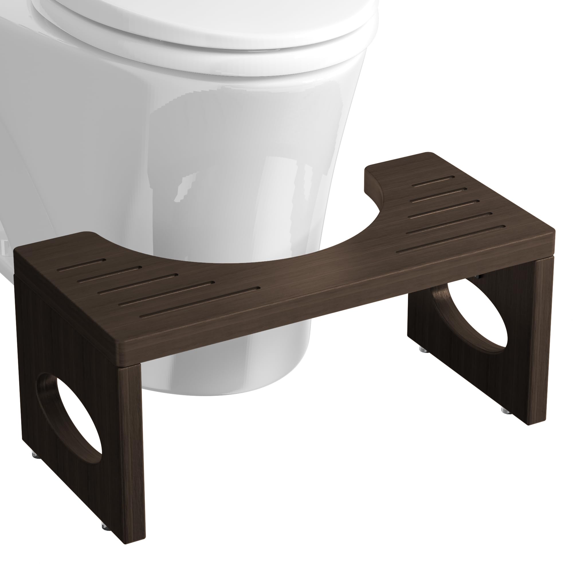 Romguar Craft Brown 7 Inch Bamboo Toilet Stool, Foldable Poop Stool, Bathroom Step Stool Squat (Brown)