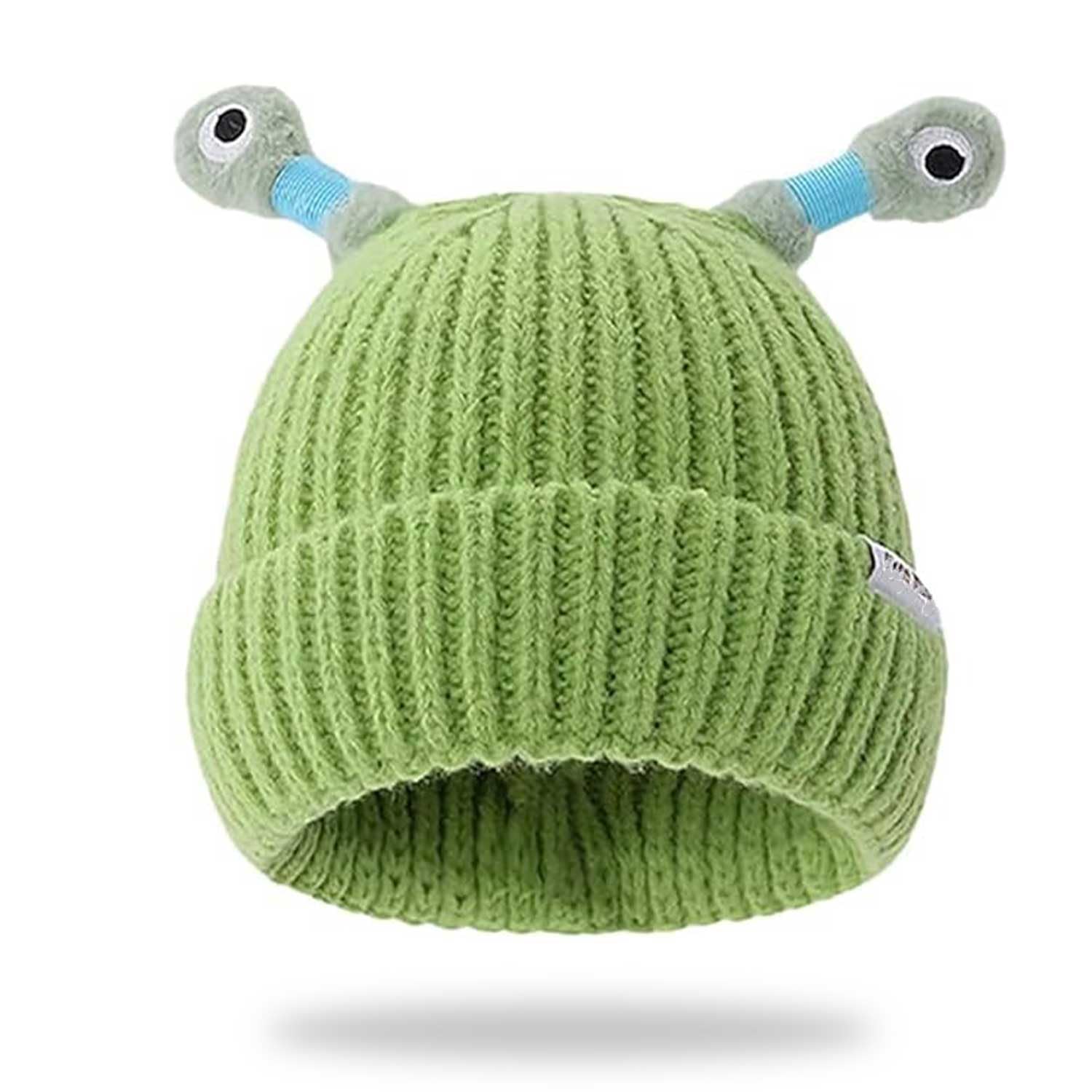 Cute and Funny Knitted Beanie, Cartoon Glowing Little Monster Knit Hat with Eyes, Retractable Tentacles Beanie