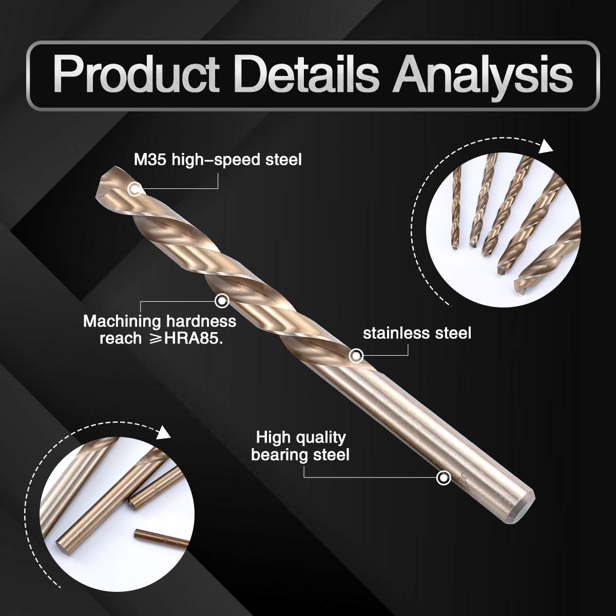 Mèches à Percer Longues 4.5mm - Acier Rapide Oxyde Noir - Pour Métaux, Bois, Plastique - Lot De 2