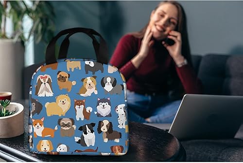 Miniatura 6 de Zoczos - Linda lonchera aislada para perros, juego de cachorros con dibujos animados, mamíferos domésticos, pastor, reutilizable, con cremallera,