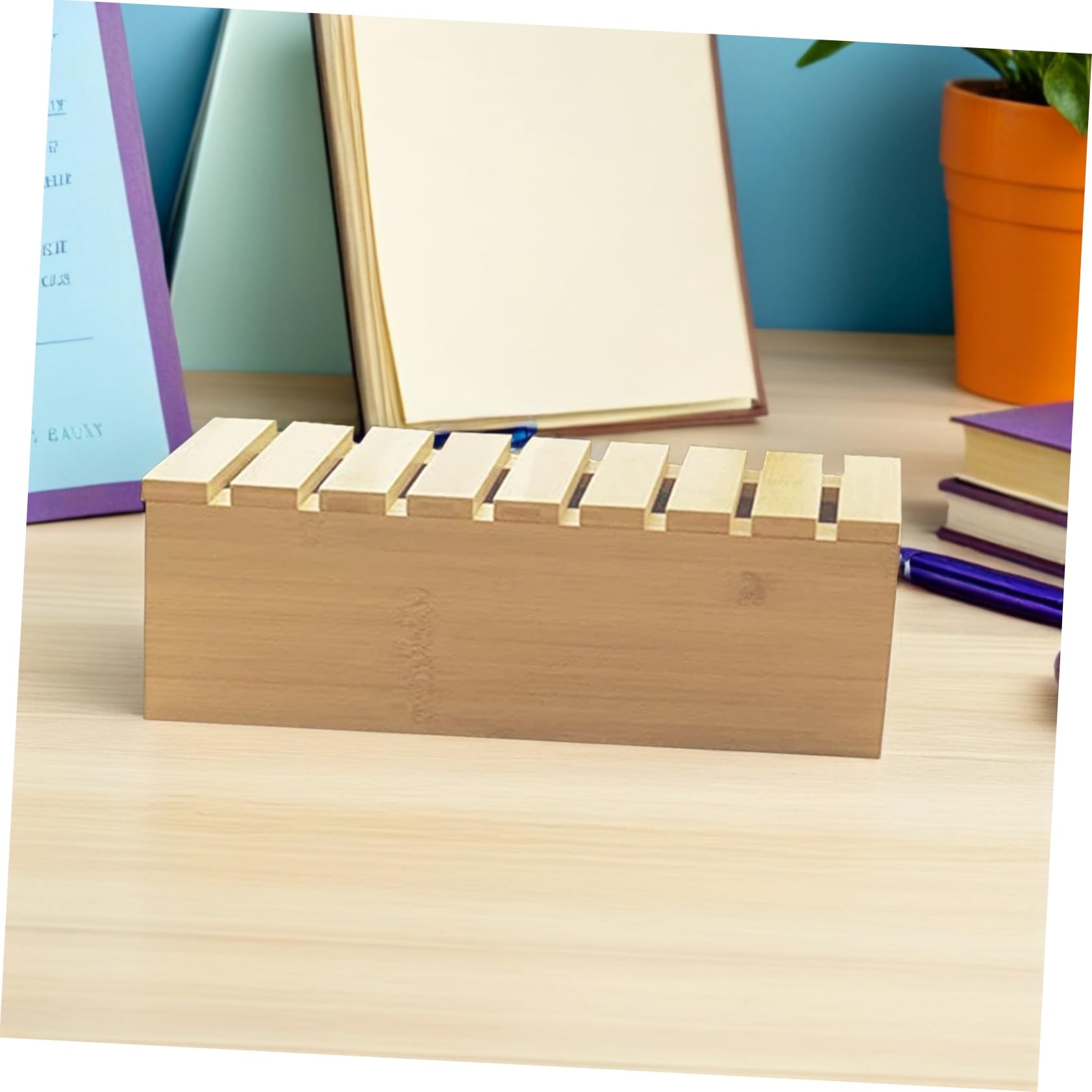 Gatuida Caja Organizadora de Cables de Madera Natural Gran con Soporte para Teléfono Integrado Organizador de Escritorio para Oficina y Hogar para Ocultar Cables y Regletas