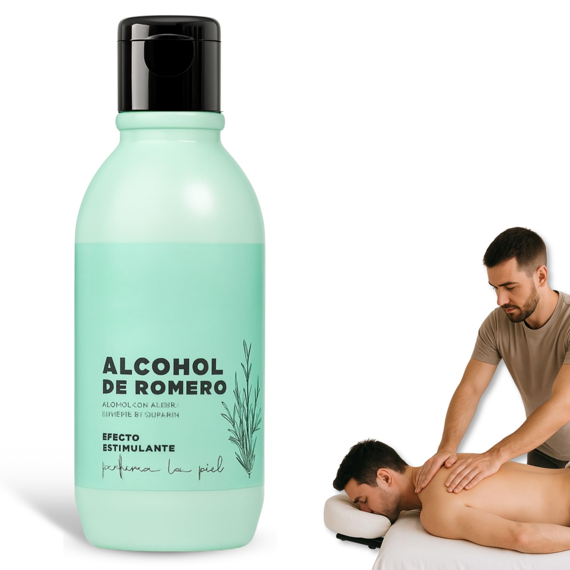 Alcohol de Romero, Ideal para friegas y masajes, Nutre y perfuma la piel, Solución Tópica Natural para Masaje, Efecto estimulante, 250 ml