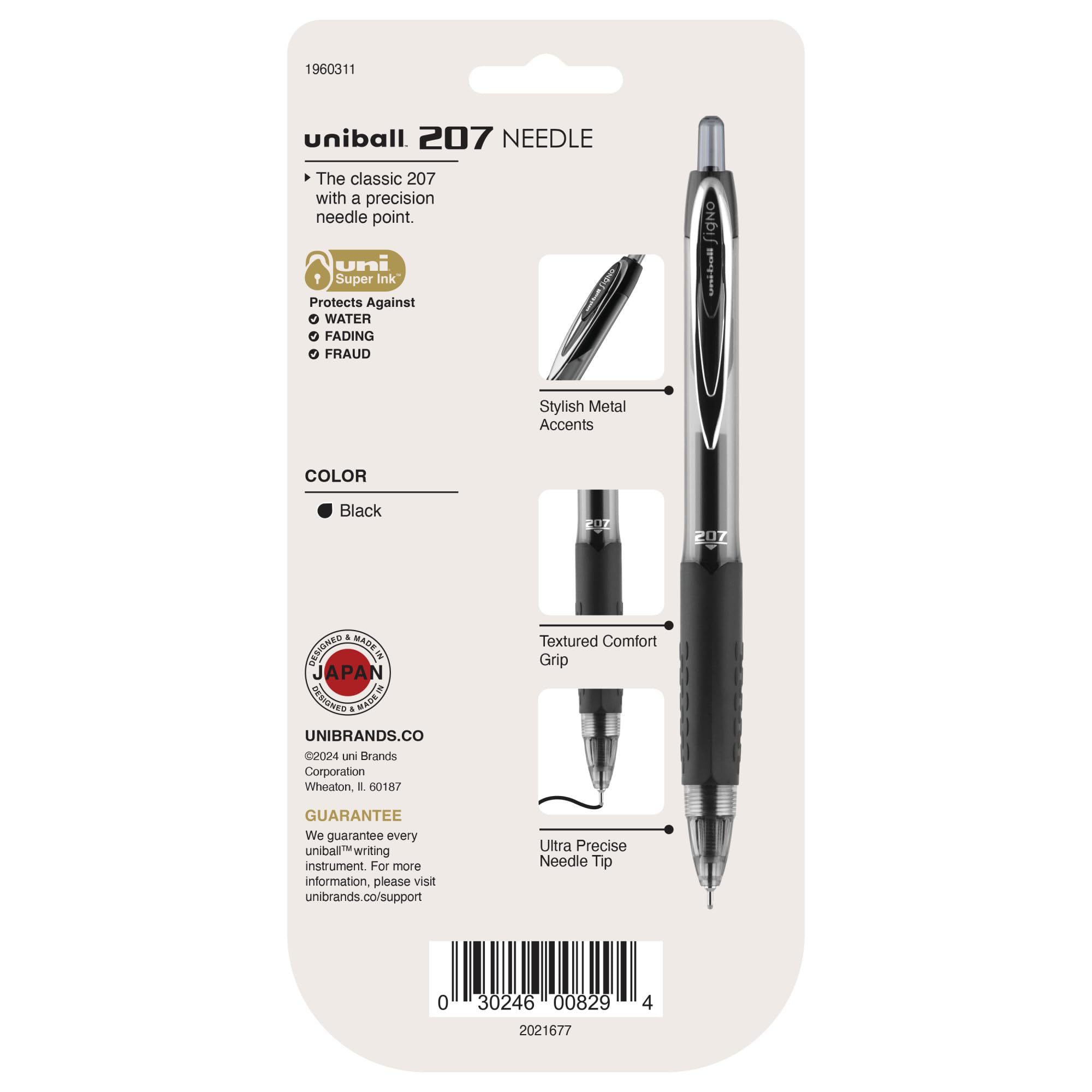 uni-ball 207 Gelschreiber, einziehbar, mittlere Spitze (0,7 mm), Schwarz, 5 Stück