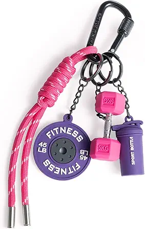 Dumbbell & Weights Keychain, Bag Purse Charms Gift for Fitness Women and Men