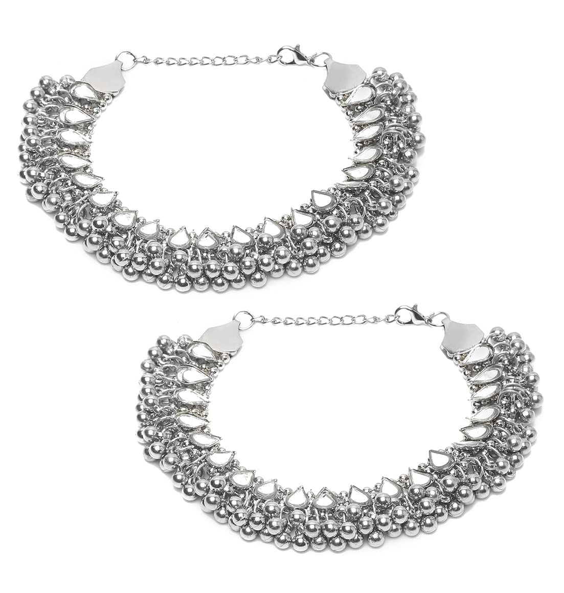 YouBella Jewellery German Silver Plated Stylish Handmade Anklets for Girls and Women