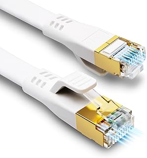 CAT8 Ethernet Cable 15FT, HUGIN (Gaming-Grade) CAT 8 Cable High Speed 40Gbps 2000MHz Internet Network LAN Cable Patch Cord with 24K Gold-Plated RJ45 Connector for X Box, PS5, PS4, PC (15FT/White)