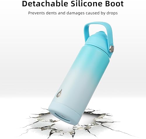 Miniatura 4 de BJPKPK Botella de agua con tapa con pajilla, botellas de agua aisladas al vacío de 32 onzas, termo de acero inoxidable de metal para deportes,
