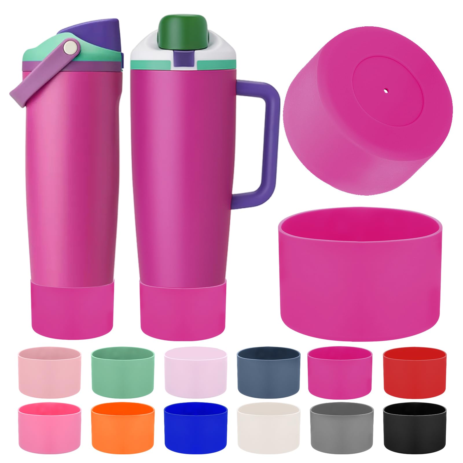 Mity rain 2PCS Protective Silicone Boots for Owala 30oz & 40oz FreeSip Sway Bottles & Tumblers - Accessories for owala, Enhances Stability & Prevents Scratches (Rose Red)