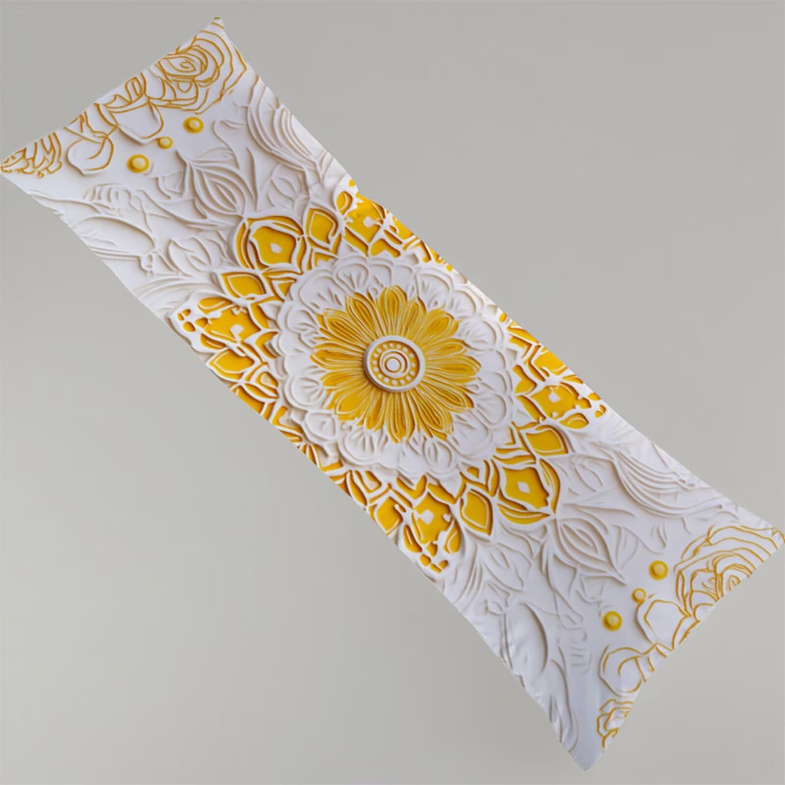 Poduszka do spania na boku, 180 x 60 cm, żółta poszewka na poduszkę, wzór dla kobiet w ciąży, lniana poszewka na poduszkę, z ukrytym zamkiem błyskawicznym, długa, oddychająca i miękka, dla osób