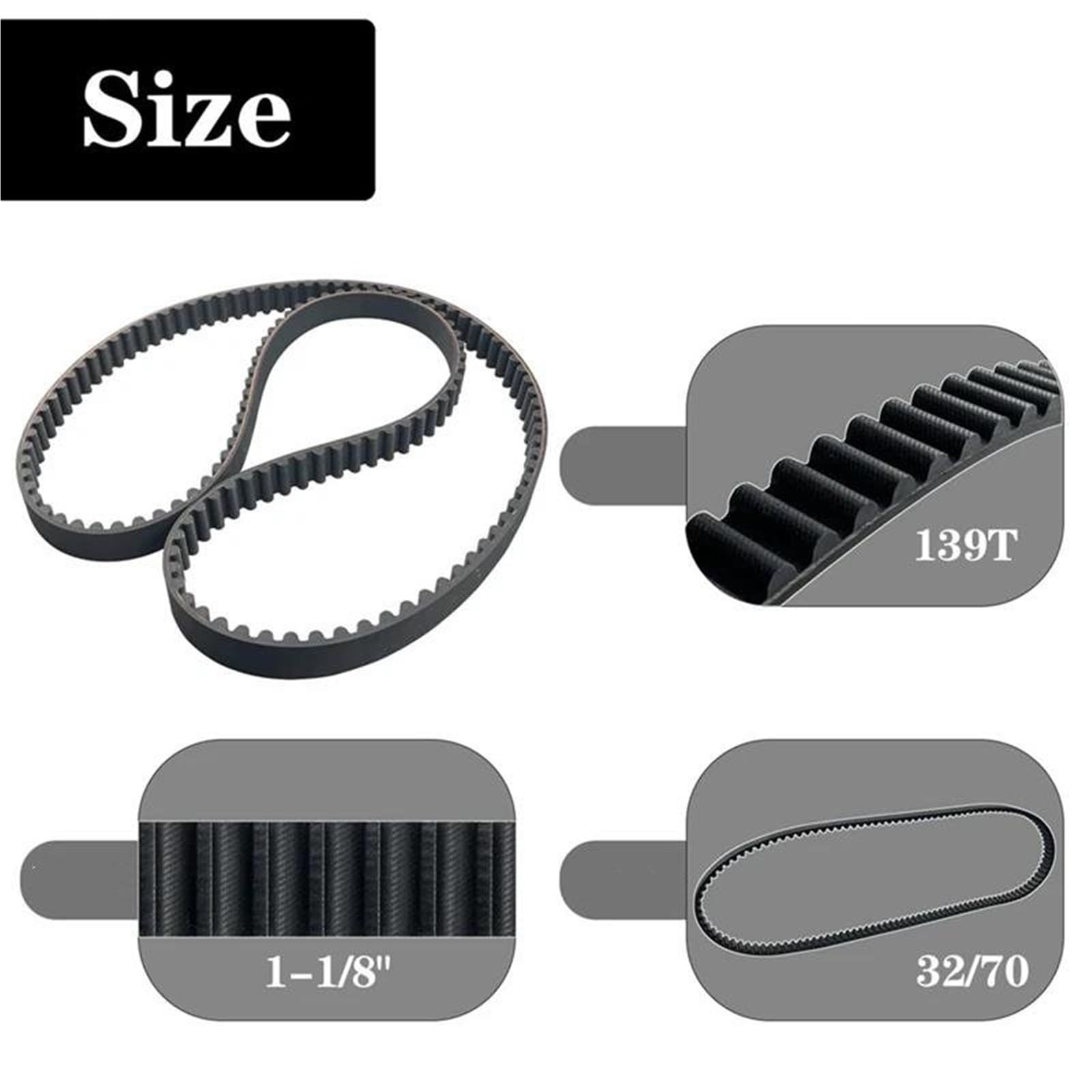 Courroie De Transmission Arrière 139T 1-1/8 Pouce pour Moto pour Electra Glide FLHT Ultra FLTR Road Glide FLHR 04-06 40024-04 1204-0063 Courroie D'entraînement Caoutchouc
