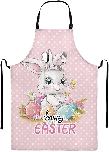 GIFTPUZZ Delantal de chef para mujer con lazo largo y bolsillo frontal con correas