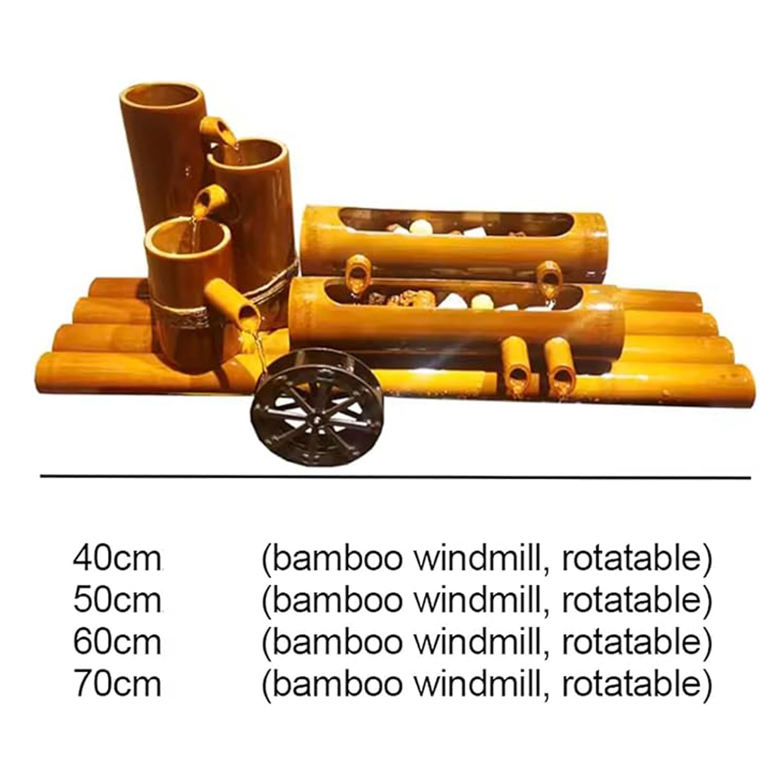 Kit Fontana Solare in bambù, Fontana Zen Artigianale con Pompa, Decorazione da Giardino Ecologica, Elemento paesaggistico, Decorazione per laghetto da Patio e Acquario per Giardino e casa
