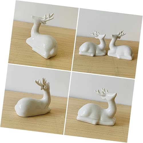 Miniatura 5 de Estatuilla de decoración de escritorio de cerámica, pareja, estatua de ciervo, mini oficina, tienda, habitación, adorno para el hogar, escultura