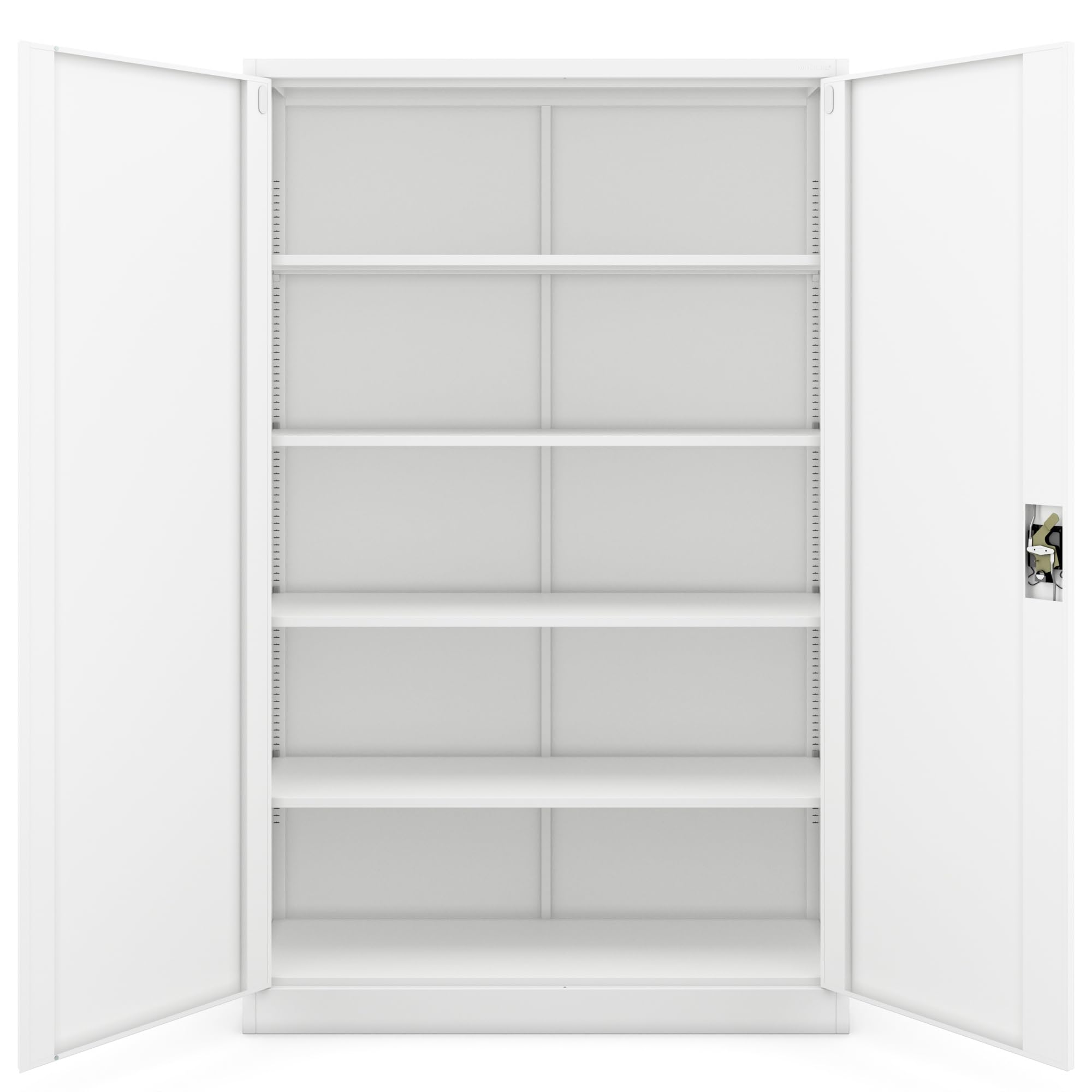 Jan Nowak Metallschrank Jan II 185 x 115 x 40 cm - Aktenschrank abschließbar mit 2 Türen, Mehrzweckschrank mit 5 Ebenen, Büroschrank aus Stahlschrank mit Pulverbeschichtung - Weiß