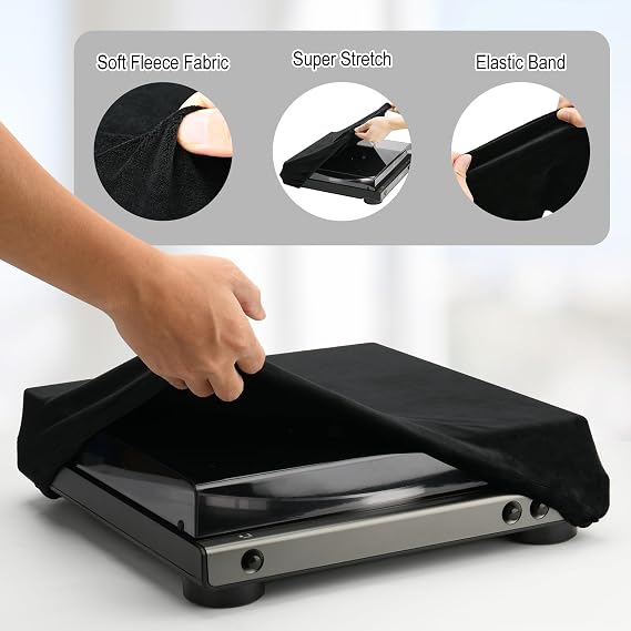 Dust Cover Compatible with Audio-Technica AT-LP60XBT and AT-LP60X Turntable, Stretch Fleece Dust Case Protective Case Turntable Protective Cover Soft Sleeve with Elastic Band