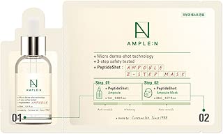[AMPLE:N] Peptide Shot Ampoule 2-Step Mask Pack of 10 - Peptide Ampoule & Korean Mask Sheet, Anti-Wrinkle & Skin Firming, High Adhesive Natural Cellulose Sheet - coolthings.us