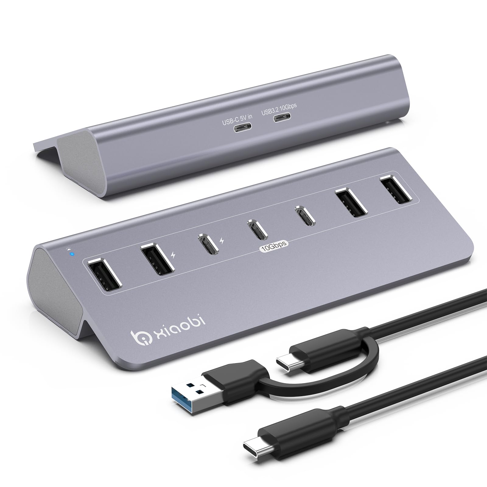 USB C Hub Powered USB Hub with 5V 3A Power Adapter 10Gbps USB Splitter with 4 USB-A and